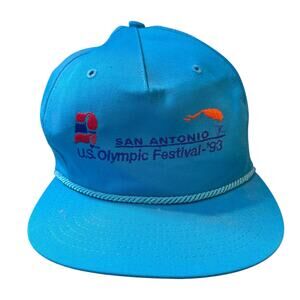 1993 US Olympic Festival San Antonio TX Made in USA Cord Strap Back Texace Hat